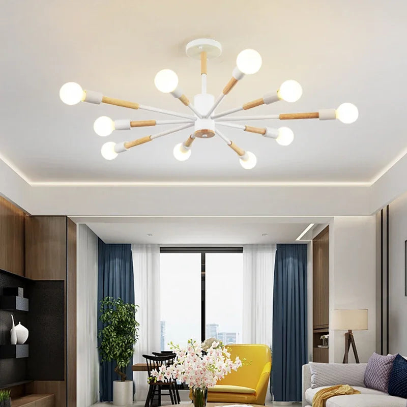 Afralia™ LED Ceiling Lights with Wooden Lampshades for Modern Livingroom and Bedroom