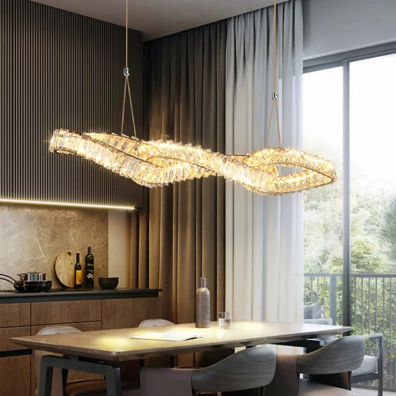 Afralia™ Crystal LED Pendant Chandeliers for Luxury Living Room Decor