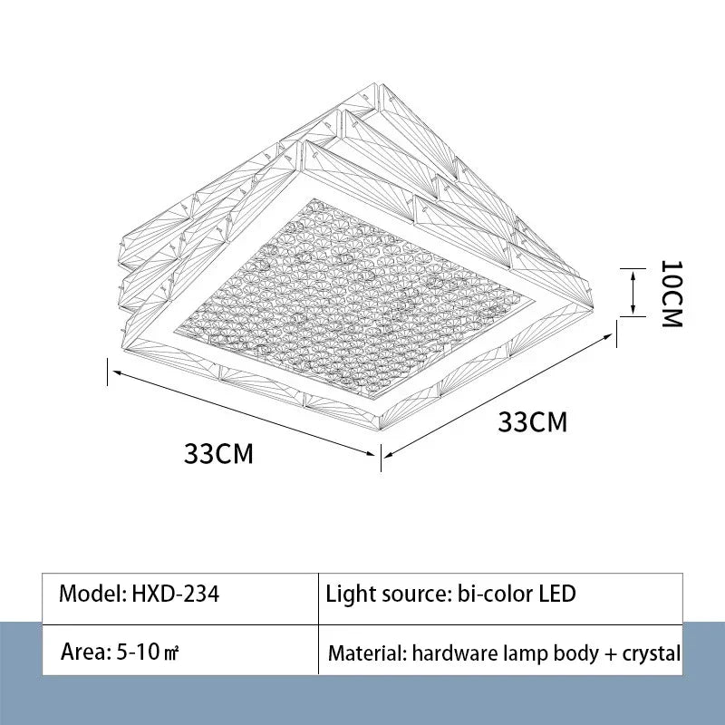 Afralia™ Crystal Ceiling Lamp: Modern Gold Light Luxury LED Square Chrome Indoor Lighting