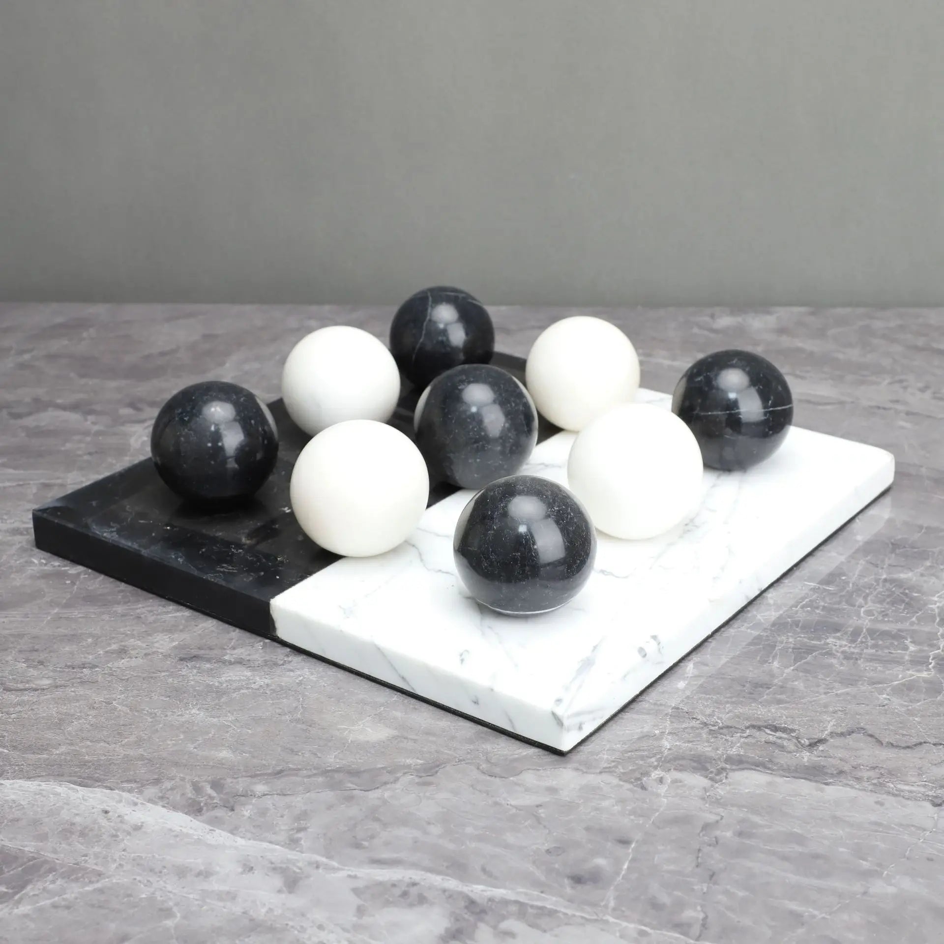 Afralia™ Marble Chessboard & Ball Decor Set for Home Decoration