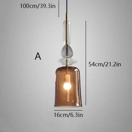 Afralia™ Scandinavian Macaron Stained Glass Chandelier with E27 Bulb