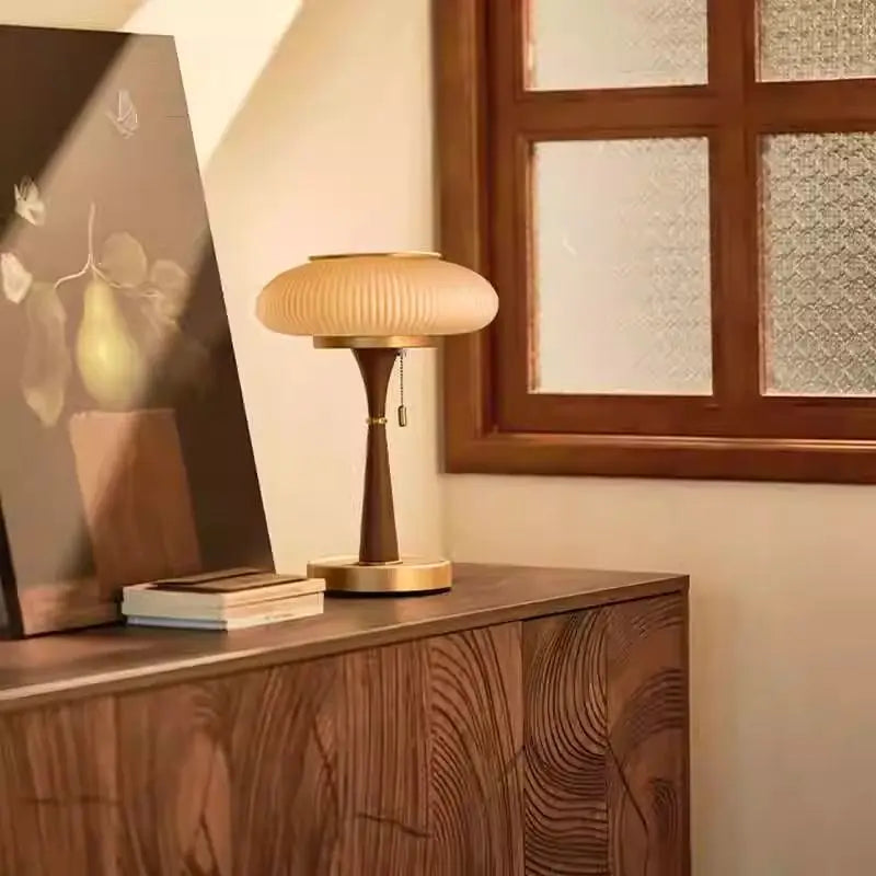 Afralia™ Matsutake Glass Desk Lamp: Medieval Style for Bedroom, Living Room & Study.
