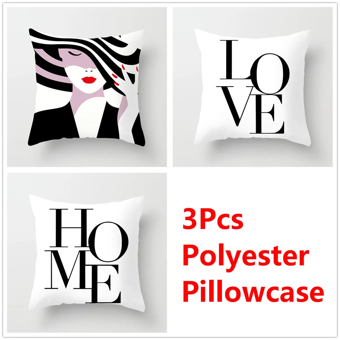Geometric Love Home Pillowcase Sofa Bed Cushion Cover by Afralia™ - Set of 3