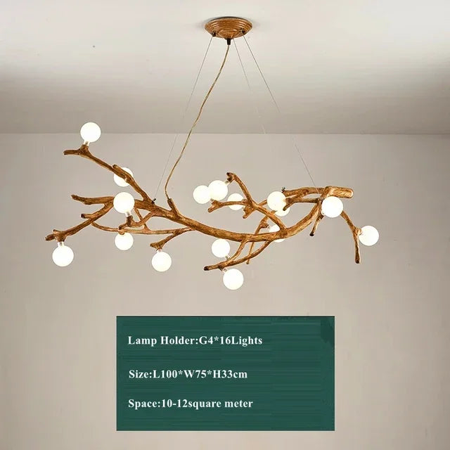 Afralia™ Tree Branch Retro LED Chandelier: Vintage Brown Art Pendant Light for Living Bedroom