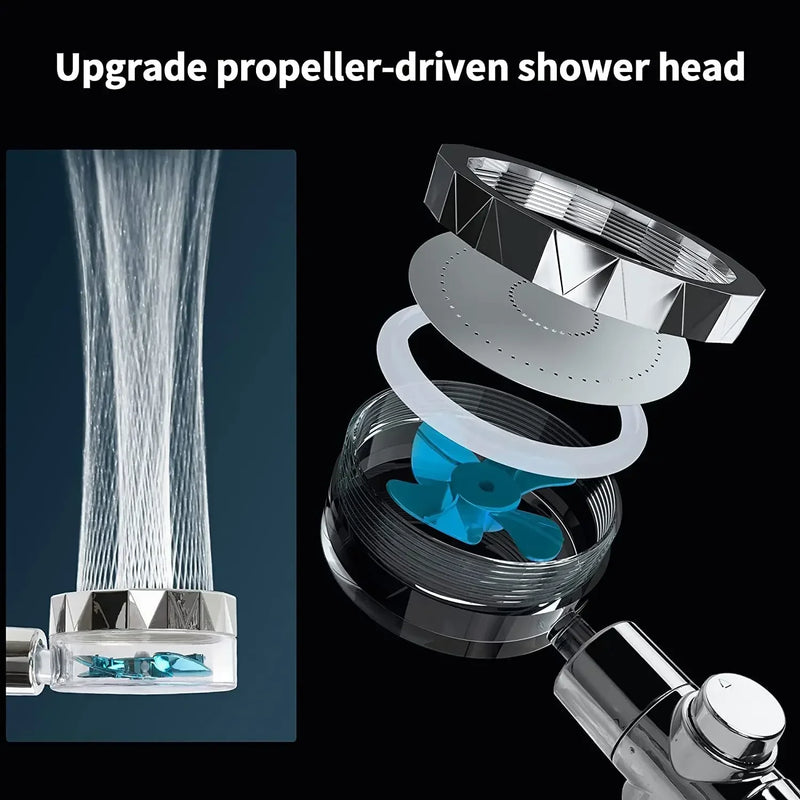 Afralia™ Turbo Propeller High Pressure Shower Head - Water Saving Built-In Filter