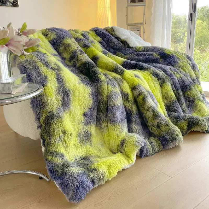 Afralia™ Shaggy Mink Berber Fleece Patchwork Blanket - Cozy Vintage Style for Winter Warmth