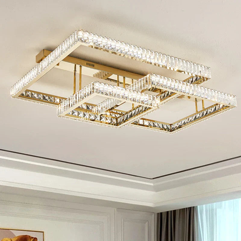 Afralia™ Luxury LED Crystal Ceiling Chandelier for Modern Living Room Lighting