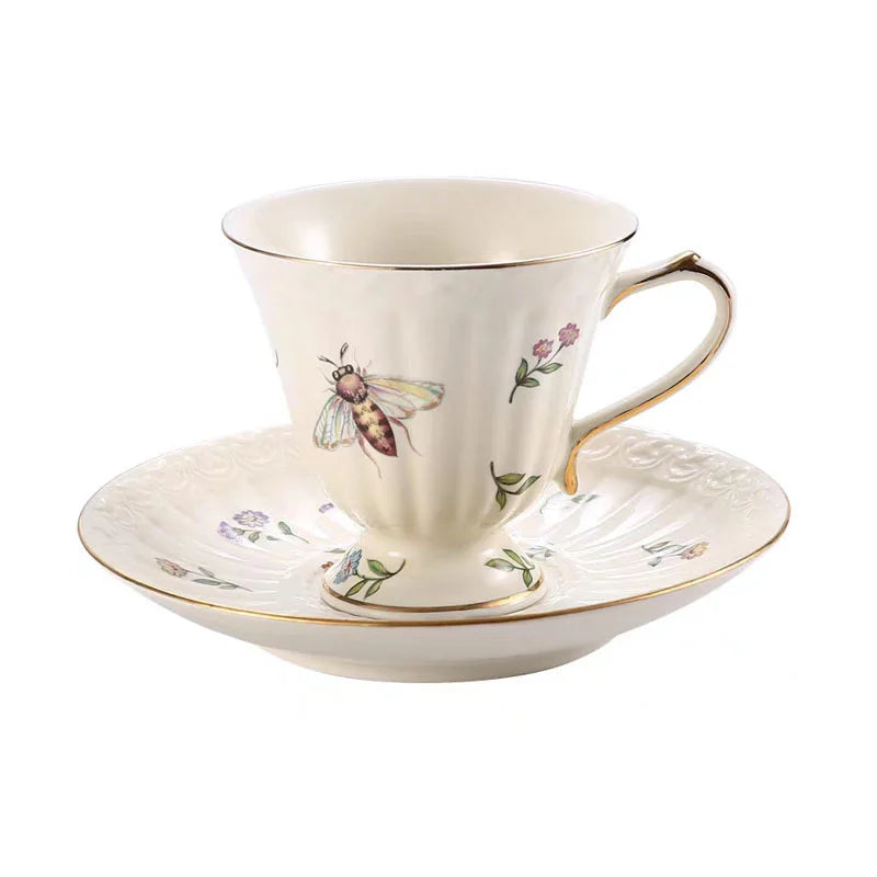 Afralia™ Ceramic Coffee Cup and Dish Set - European French Design - Kitchen Drinkware