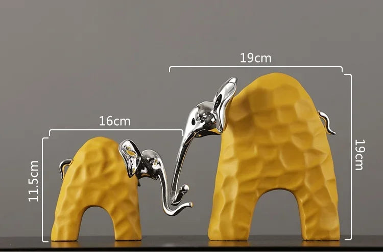 Afralia™ Elephant Mother-calf Golden Resin Sculpture Figurine