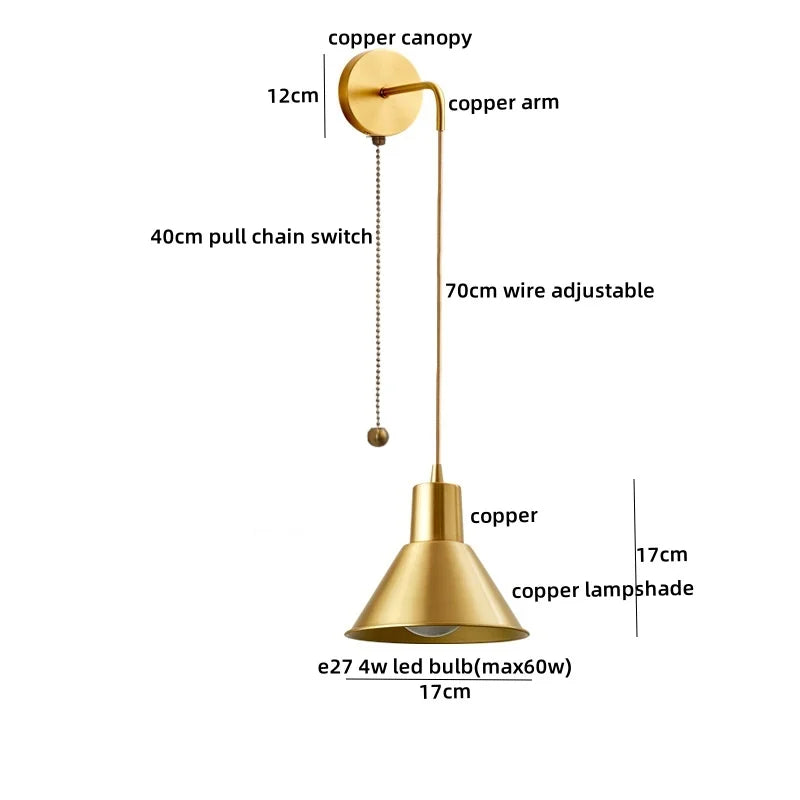 Afralia™ Modern Wood Copper LED Wall Sconce for Living Room Corridor Bar Bathroom