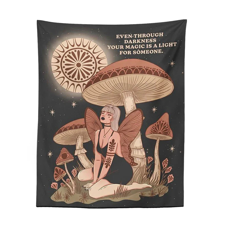 Afralia™ Psychedelic Mushroom Woman Tapestry Wall Hanging for Hippie Bohemian Decor