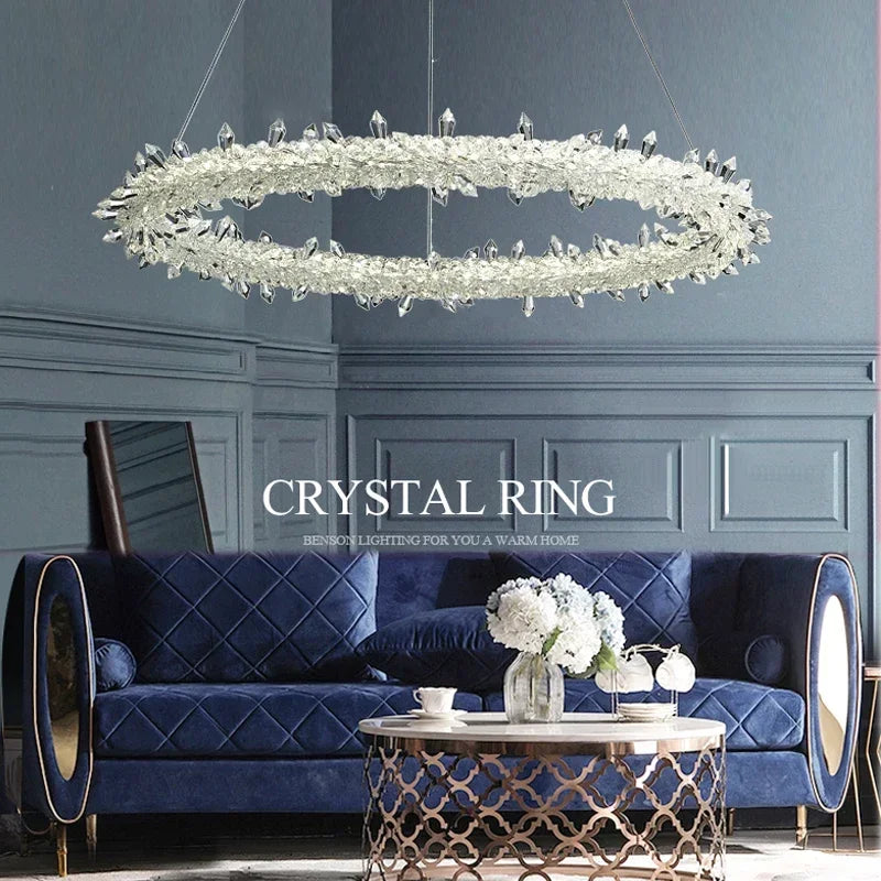 Afralia™ Crystal Flower LED Chandelier Pendant Light for Living and Dining Room