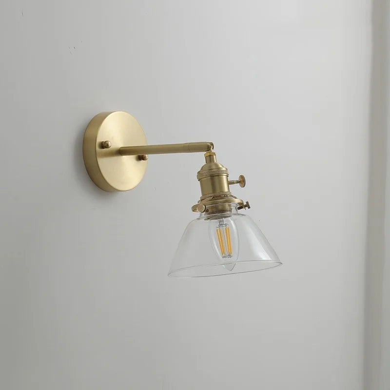 Afralia™ Glass Copper LED Wall Lights Modern Style for Indoor Bedroom Living Room