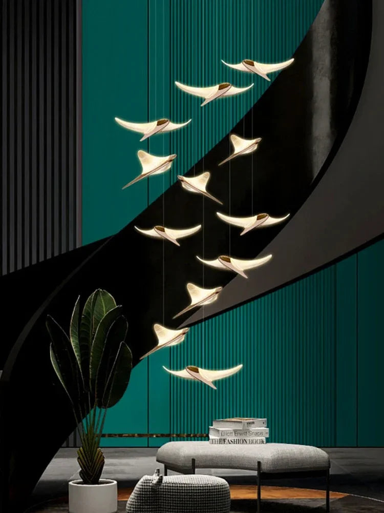 Afralia™ Dolphin Pendant Chandelier: Luxe Staircase & Lobby Décor for Hotel, Mall & Home