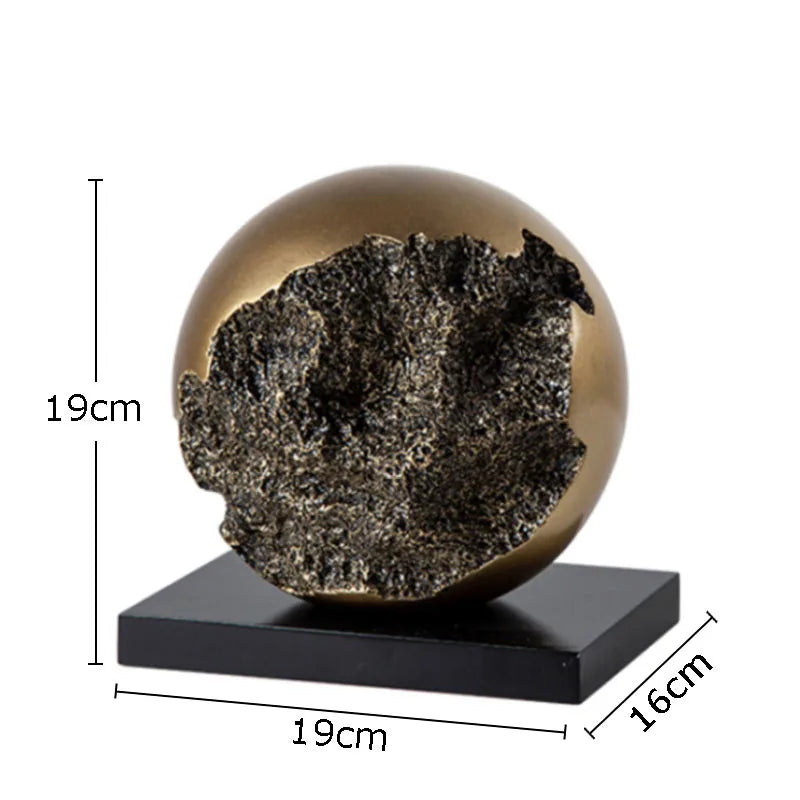 Afralia™ Bronze Sphere Sculpture Desk Ornament Modern Home Decor