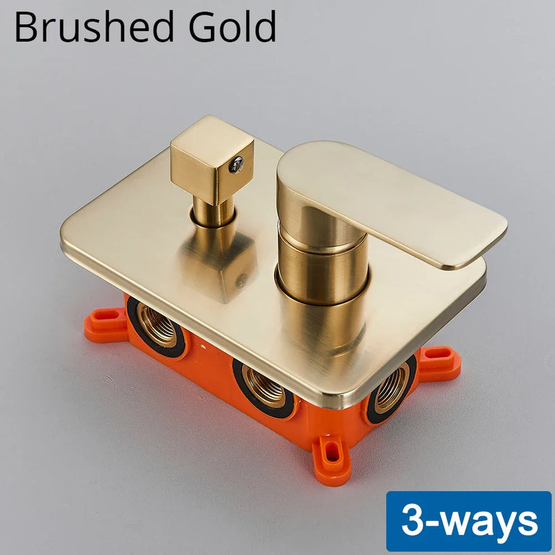 Afralia™ Black Golden Brass Shower Mixing Valve Concealed Wall Mount Box Control