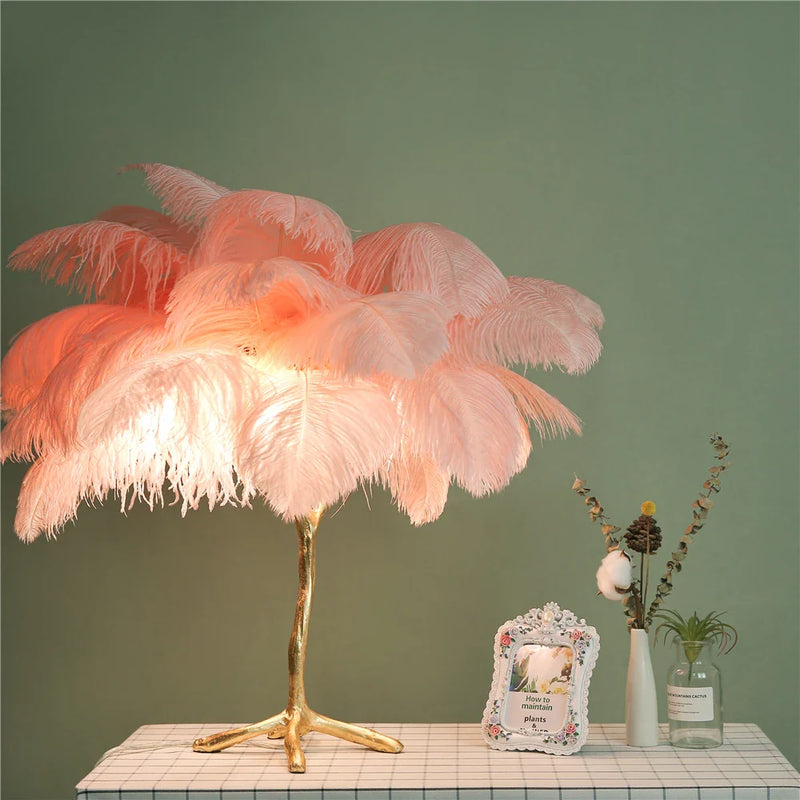 Afralia™ Elegant Ostrich Feather Floor Lamp for Home Decor & Lighting