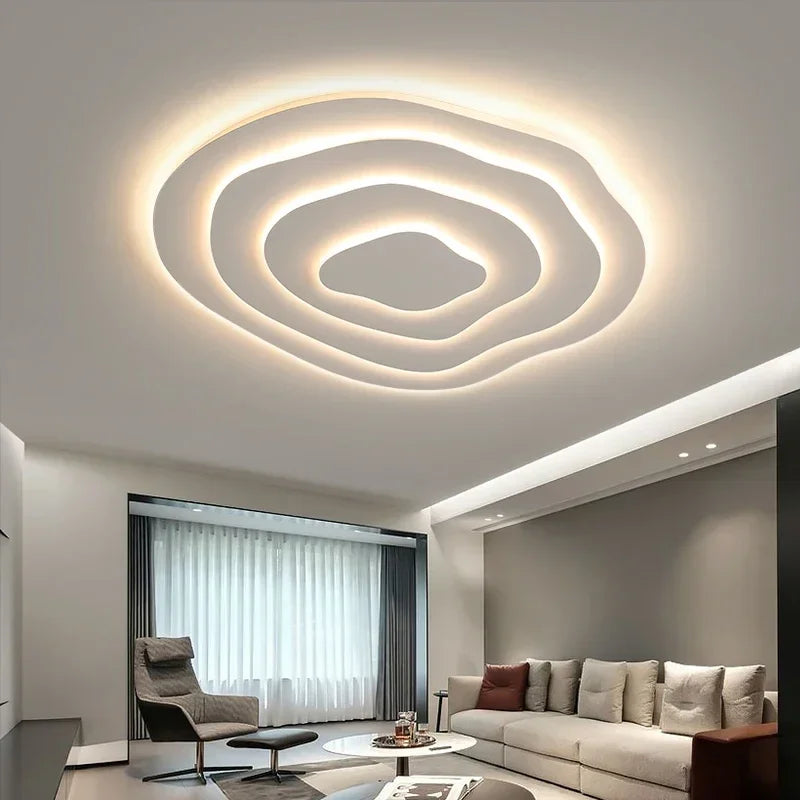 Afralia™ Modern Nordic Corrugated Chandelier Flush Mount Ceiling Light for Bedroom and Living Room