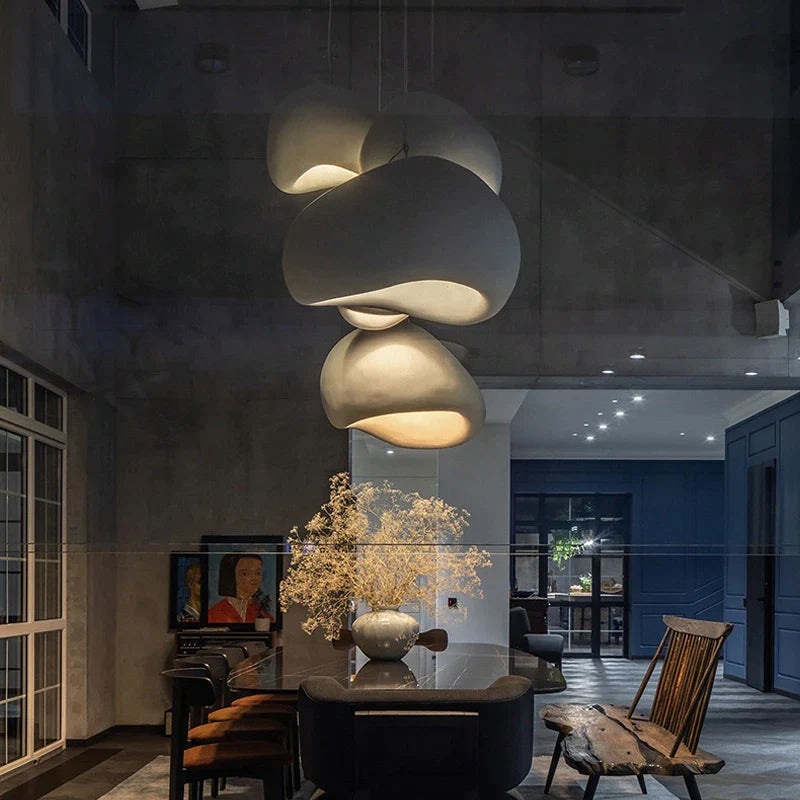 Afralia™ Minimalist LED Chandelier: Modern Wabi Sabi Style for Dining Room Decor.