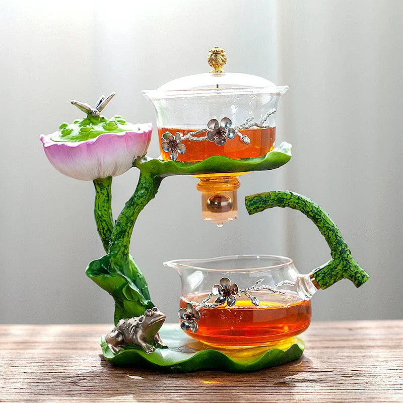 Afralia™ Glass Teapot & Lazy Tea Infuser - Home & Office Tea Set
