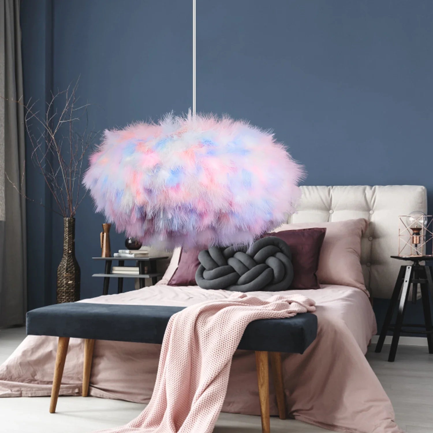 Fluffy Feather Pendant Light by Afralia™ - Nordic Chandelier for Living Room & Bedroom