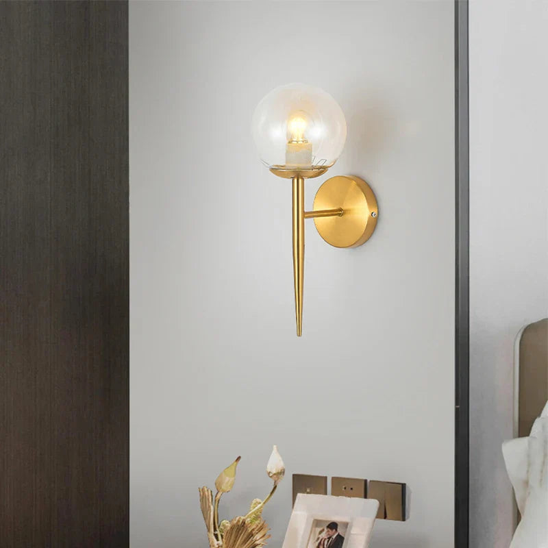 Afralia™ Luxury Glass Wall Lamp Brass Color Home Art Deco Sconce Wall Lights