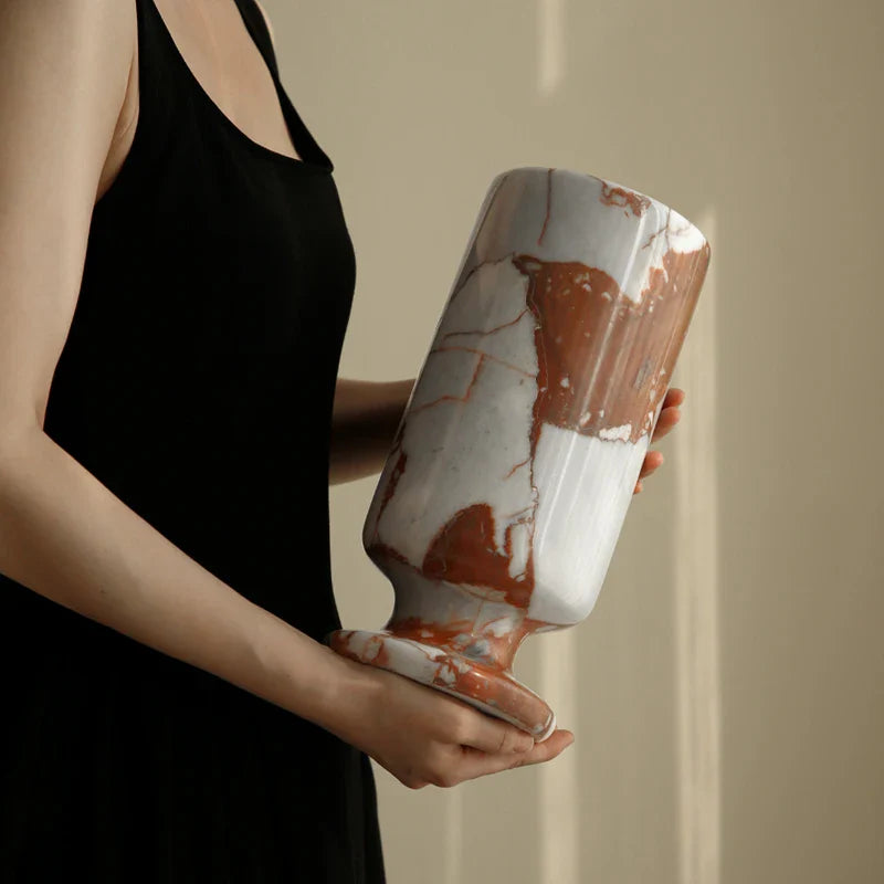 Afralia™ Calacatta Red Marble Vase for Home Decor