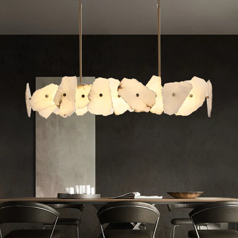 Copper LED Pendant Lights Marble Kitchen Hanging Lamp by Afralia™