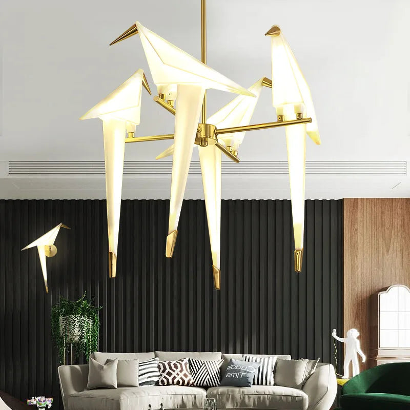 Afralia™ Origami Bird Cage Pendant Light for Home Decor