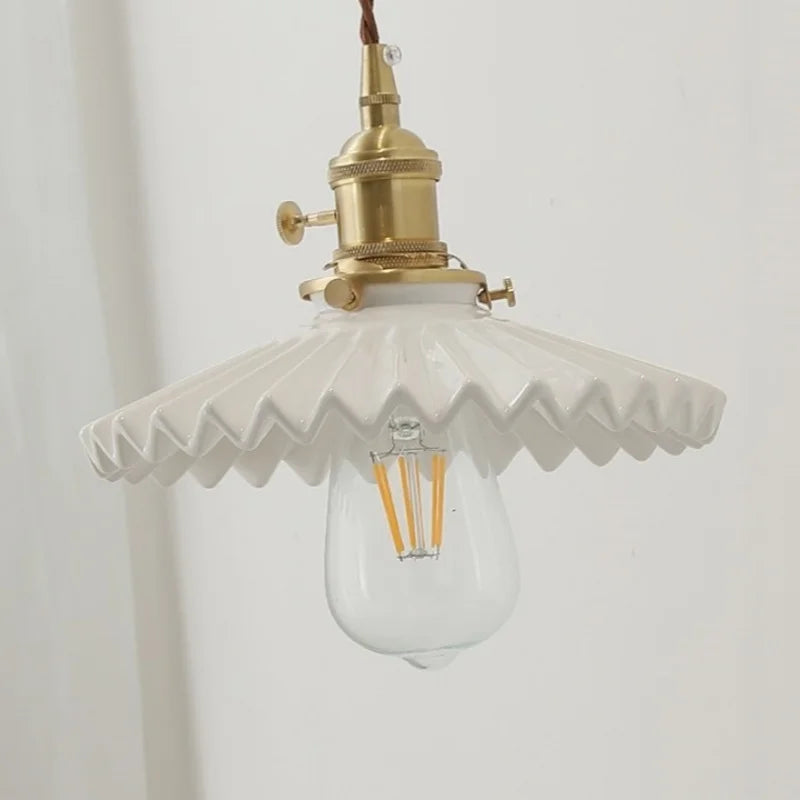 Afralia™ Ceramic Copper LED Wall Sconce Pull Chain Switch Stair Light for Home Decor