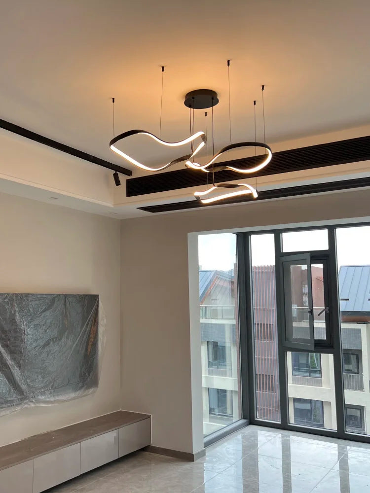 Afralia™ Minimalist Modern LED Chandelier for Living Room - Creative Nordic Hall Lamps