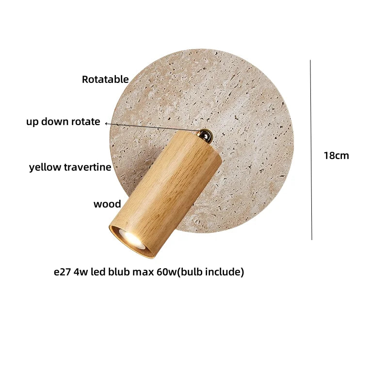 Afralia™ Wabi Sabi LED Wall Sconce, Pull Chain, Rotate Wood Mirror Light