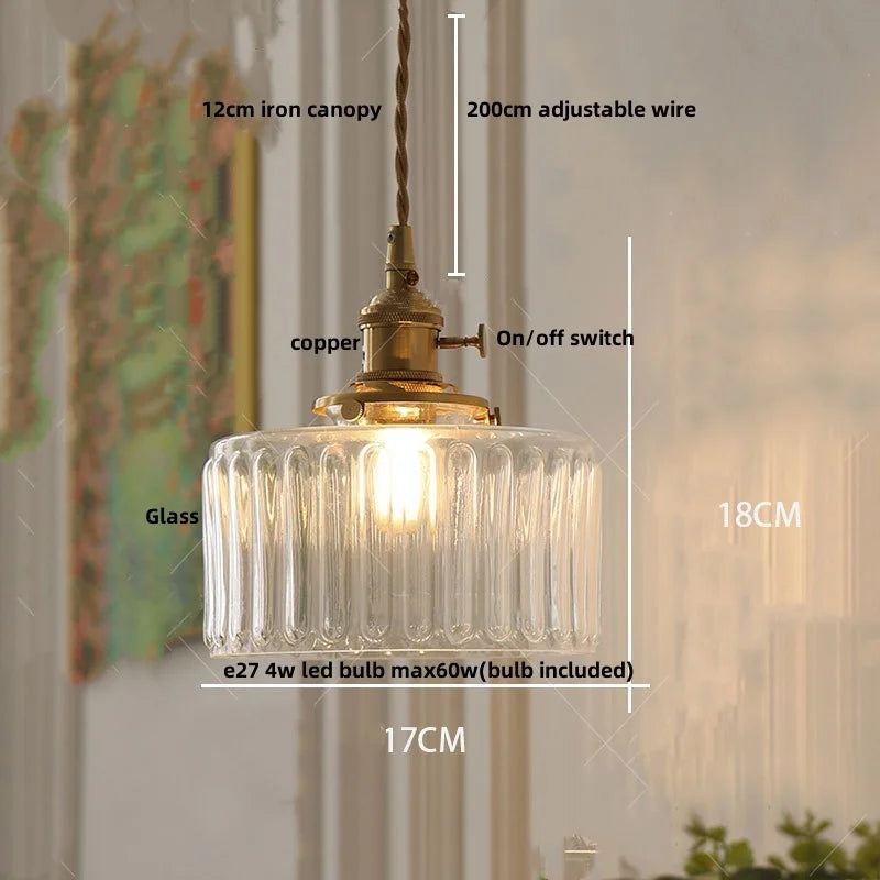 Afralia™ Nordic LED Wall Light Fixture Wood Glass Copper Hanging Lamp