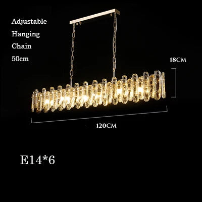 Afralia™ Gold Crystal Strip Chandelier - Dimmable Indoor Ceiling Light
