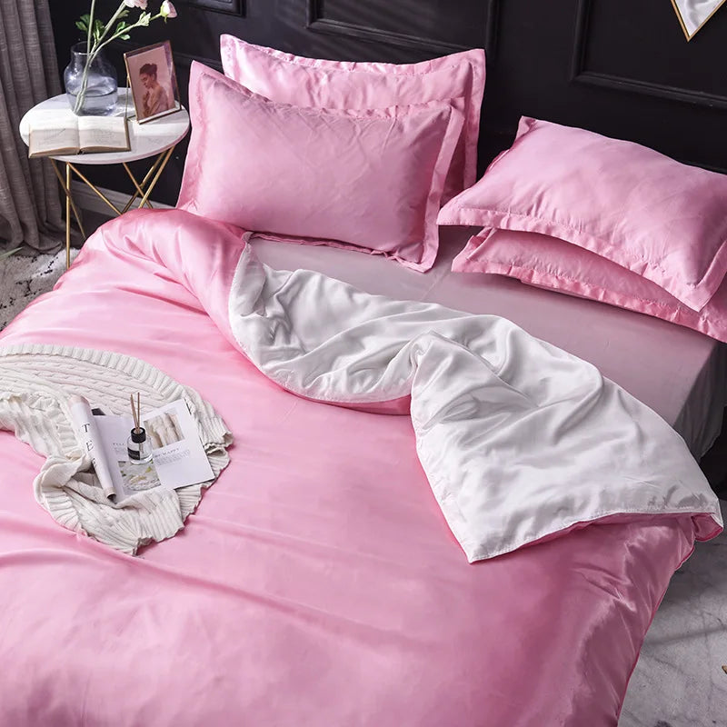 Afralia™ Ice Rayon Satin Bedding Set: Cooling, Soft, Summer Comfort for Twin-Double Bed