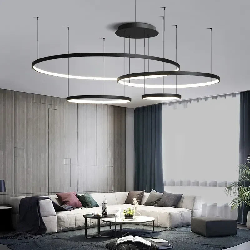 Afralia™ Aluminum Rings LED Pendant Light in Living Room Bedroom Dining Room