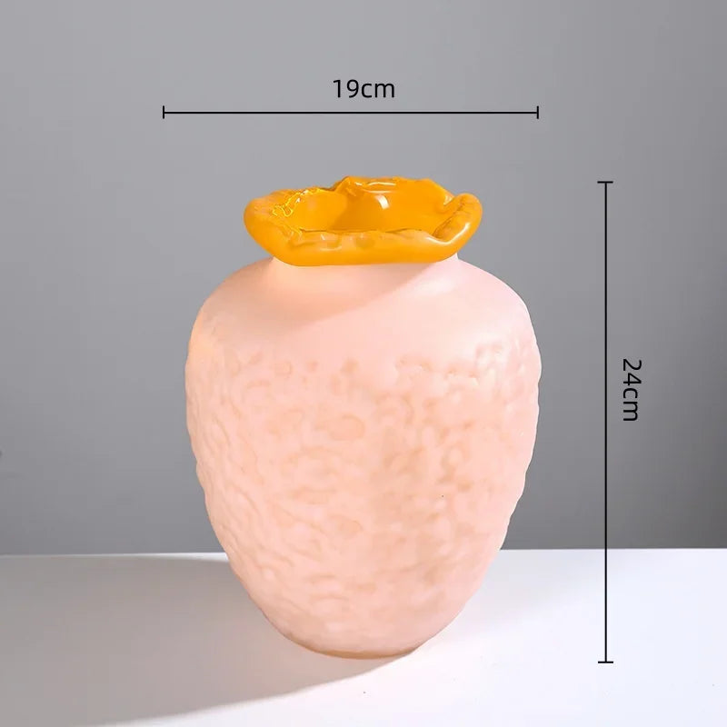 Afralia™ Colorful Frosted Glass Vase Hydroponic Flower Arrangement Room Decoration