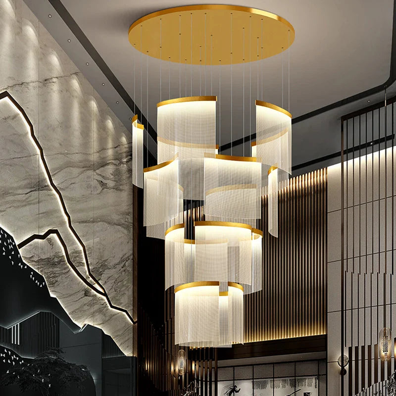 Afralia™ Luxury Large Chandelier for Modern Staircases, Living Rooms & High-Rise Lobbies