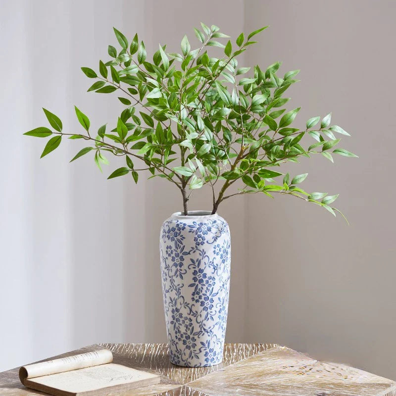 Afralia™ Blue & White Ceramic Vase, Ice Crack Flower Arrangement, Living Room Décor & Planting