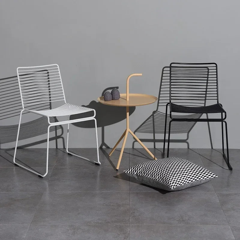 Afralia™ Nordic Iron Dining Chair: Creative Minimalist Design for Small Spaces