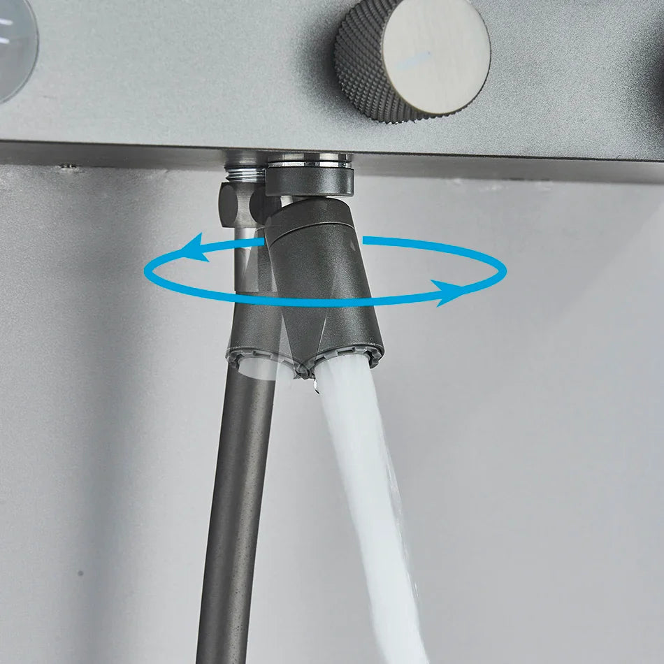 Afralia™ Grey Digital Shower Faucet Set 2-Way Mixer System for Bathroom with Hand Sprayer
