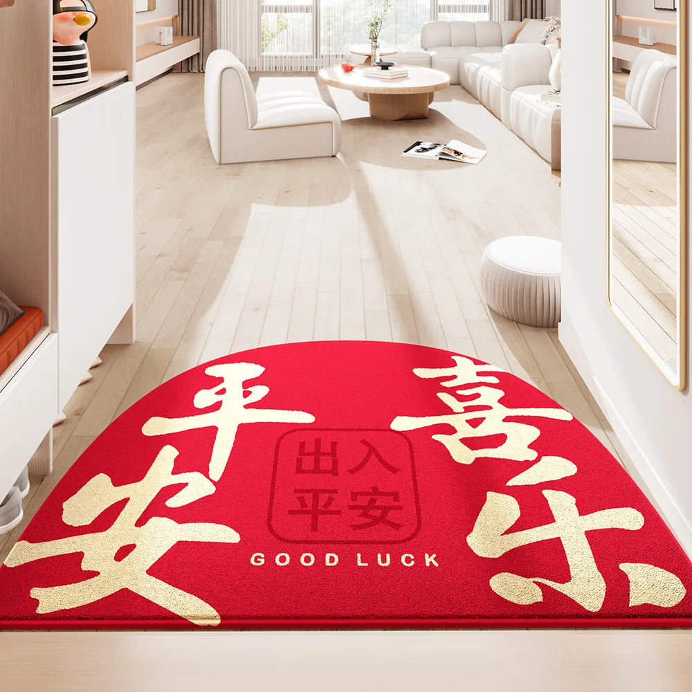 Afralia™ Red Tech Velvet Entrance Doormat: New Chinese Style, Anti-slip, Wear-resistant & Easy To Clean