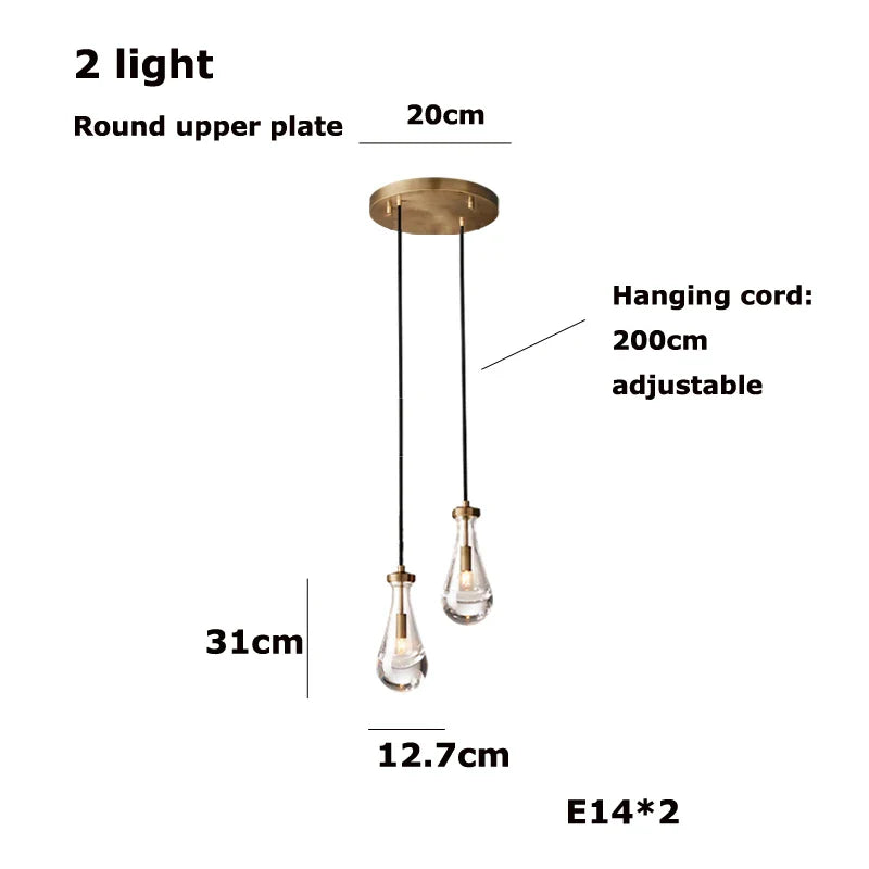 Afralia™ New Copper LED Pendant Light for Living Room and Hotel Staircase
