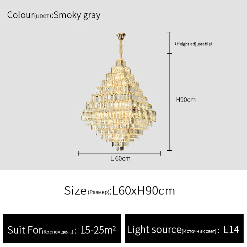 Afralia™ Luxe Crystal Pyramid Chandelier: High-end Lighting for Living Room & Hotel Lobby