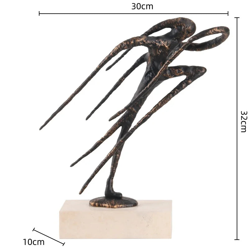 Afralia™ Geometric Abstract Face Metal Statue Figurine Home Decoration