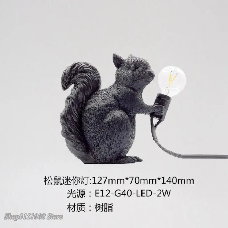 Afralia™ Squirrel Resin LED Table Light Mini Night Lamp for Home Decor