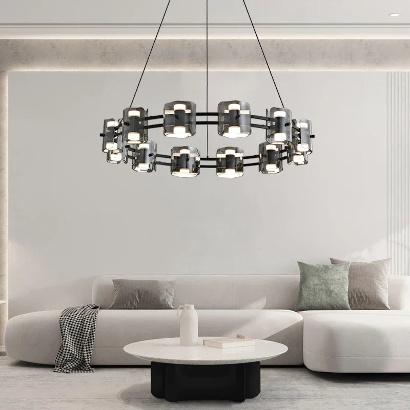 Afralia™ Modern Nordic Glass Round Chandelier with Full Copper Finish