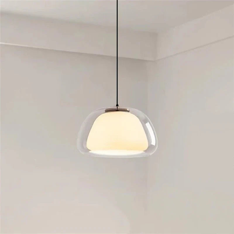 Afralia™ Modern Luxury Cream Glass Pendant Light Fixture for Living Ro
