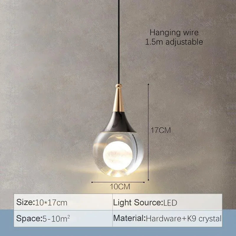 Afralia™ Crystal LED Ball Pendant Chandelier for Dining Room, Bedroom, Kitchen, and Restaurant decor