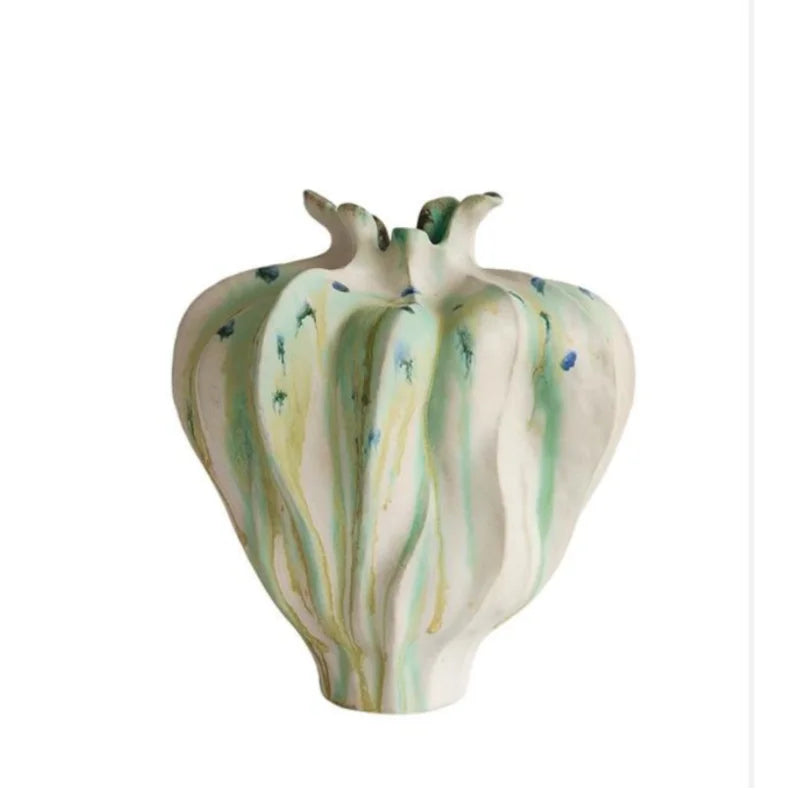 Ceramic Graffiti Vase by Afralia™ - Handmade Irregular Folds Home Decor